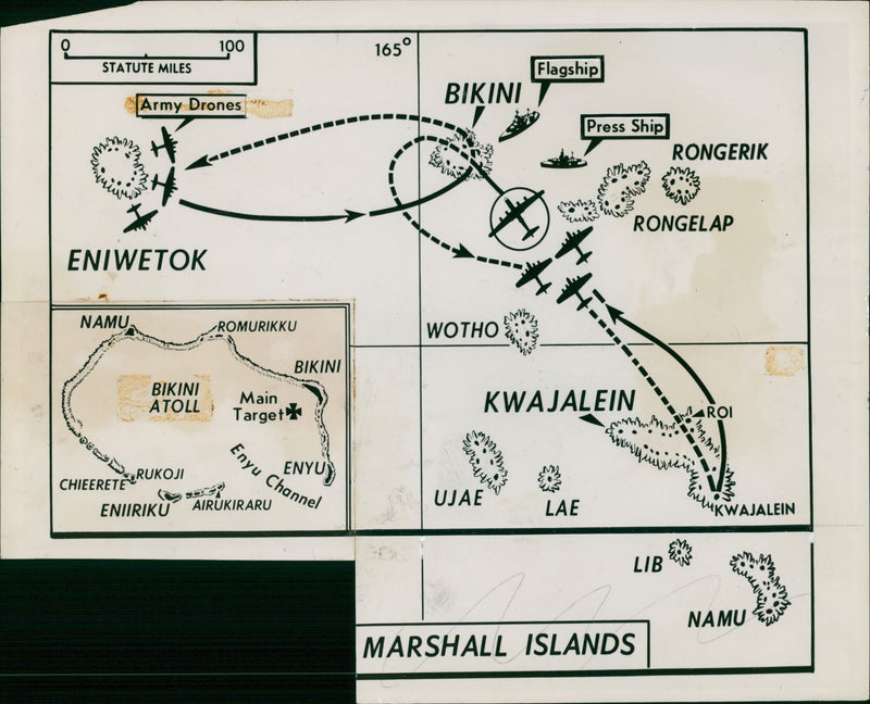 Diagrammatic explanation of Atomic bomb test. - Vintage Photograph