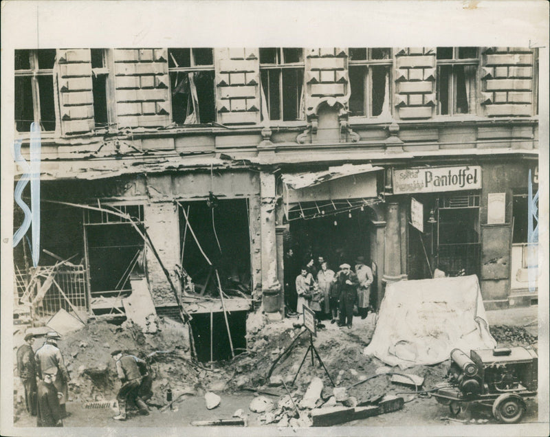 Damage of the Uncertain part of Raid. - Vintage Photograph