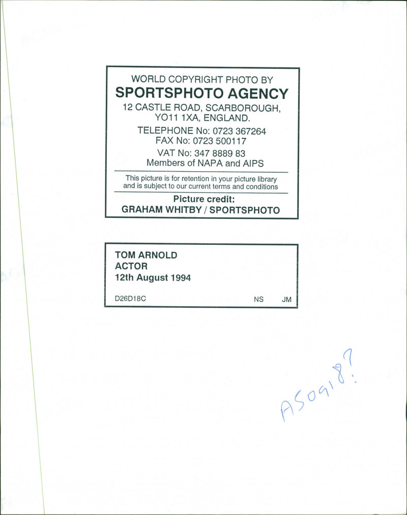 Tom Arnold, 12.08.1994. - Vintage Photograph