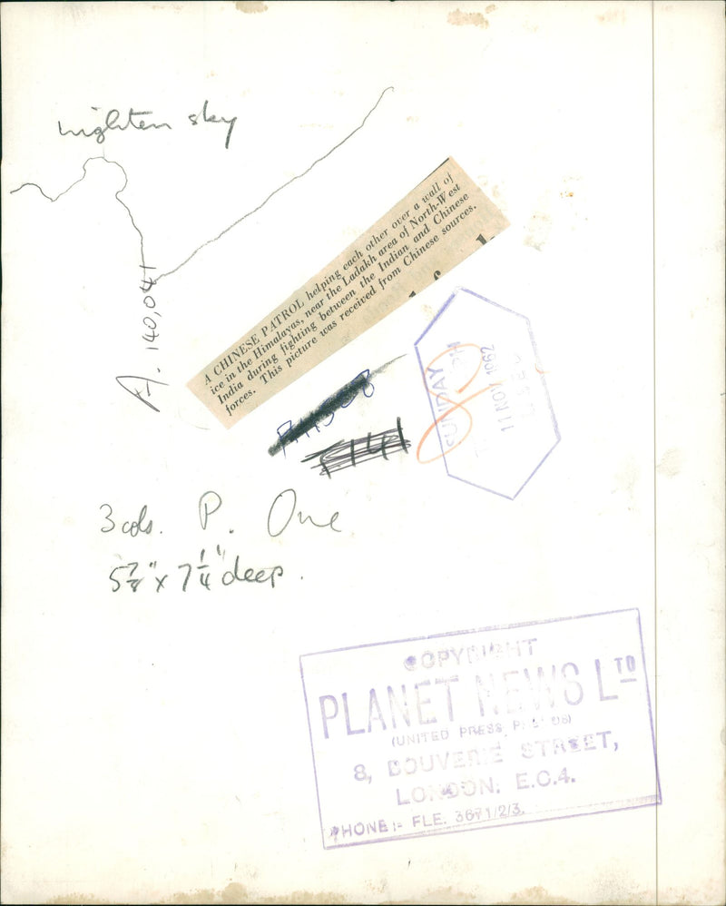 A CHINESE PATROL HELPING EACH OTHER OVER A WALL OF ICE IN THE HIMALAYAS. - Vintage Photograph