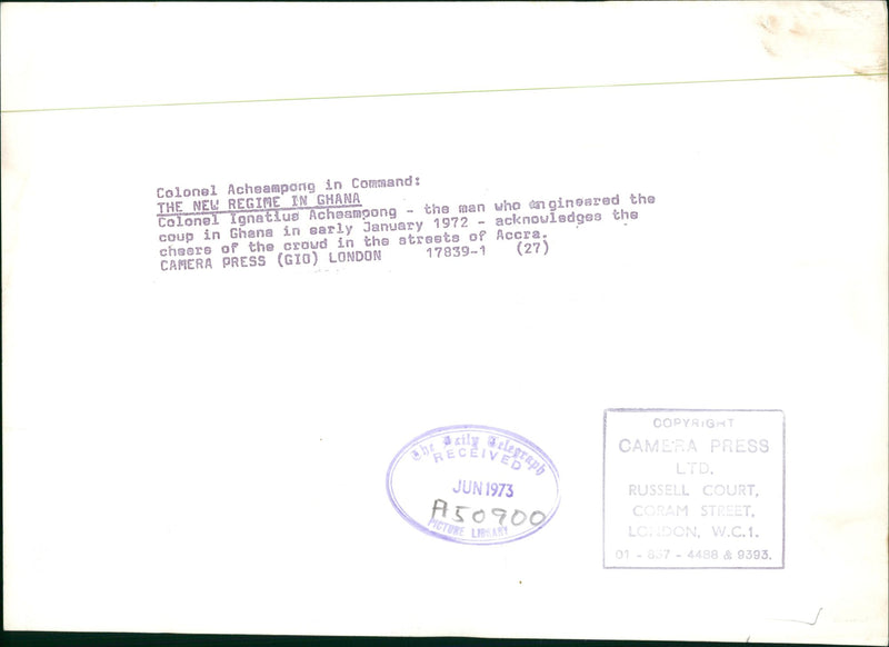 Colonel Ignatius Acheampong. - Vintage Photograph