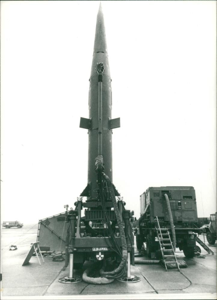 Pershing I in a firing position, June 1983. - Vintage Photograph