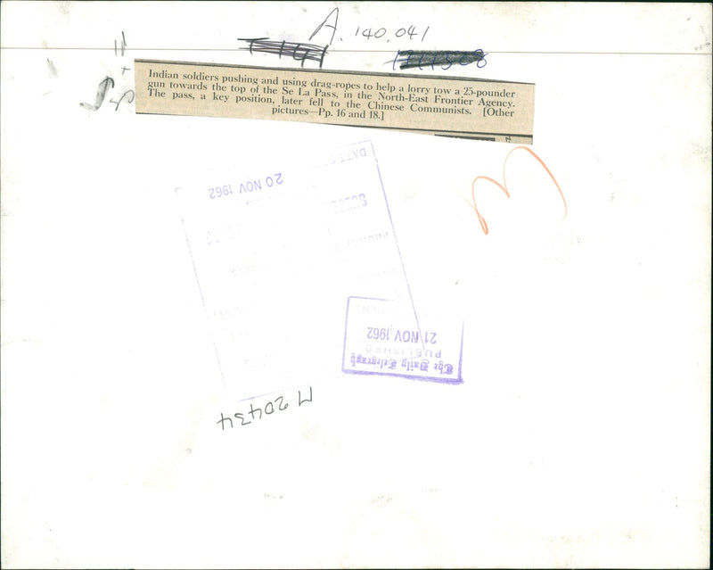 Indian soldiers pushing and using drag-ropes - Vintage Photograph