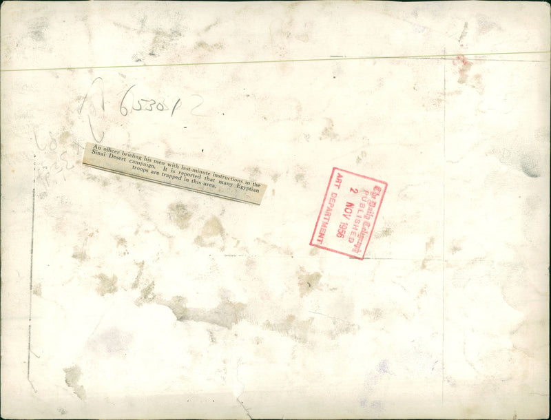 Suez Crisis: An officer briefing his men with last-minute instructions in the Sinai Desert campaign - Vintage Photograph