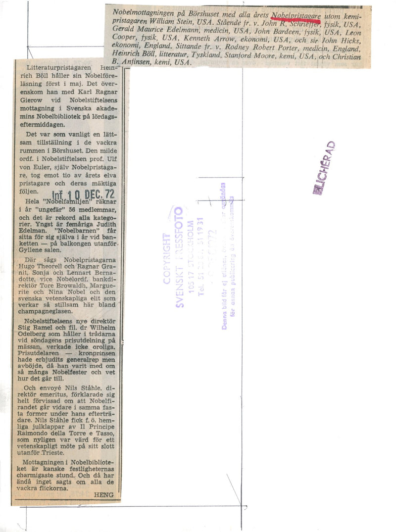 Nobel reception at BÃ¶rshuset with this year's Nobel Prize winner - Vintage Photograph