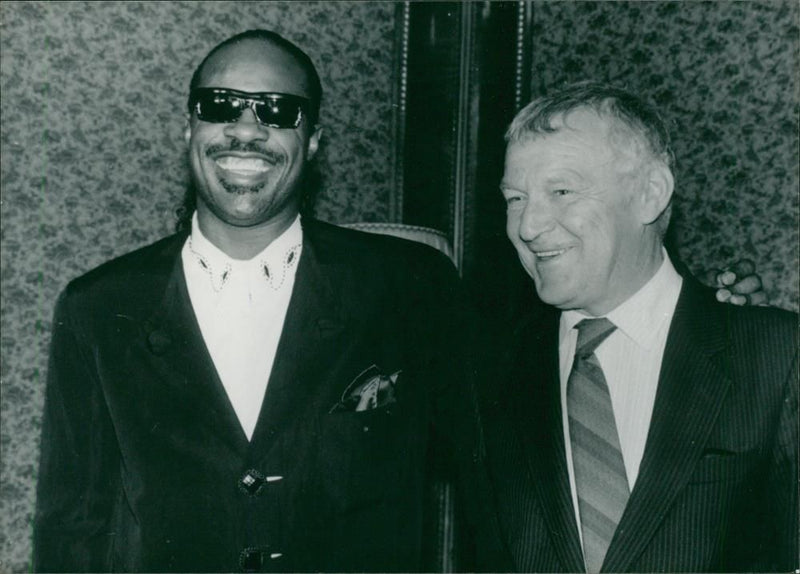 Stevie Wonder with Mieczyslaw Rakowski. - Vintage Photograph