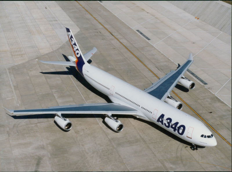 Airbus A340 in Airbus Industrie colours - Vintage Photograph