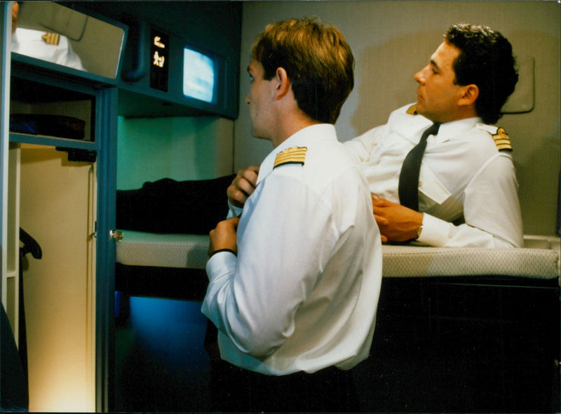 A340 flight crew rest compartment - Vintage Photograph