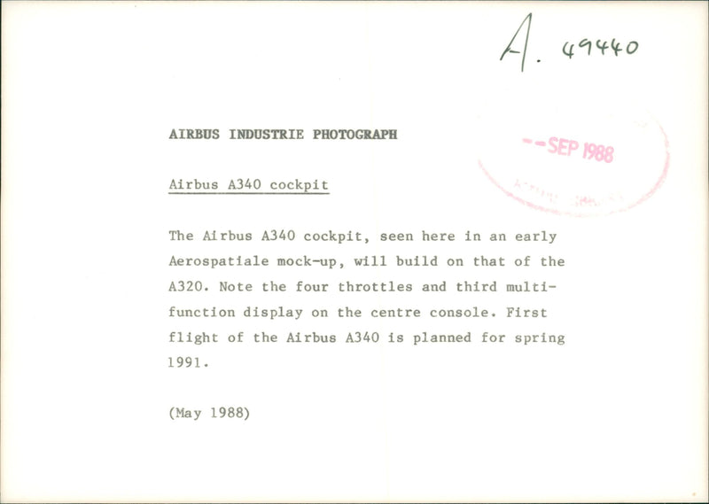 Airbus A340 cockpit - Vintage Photograph