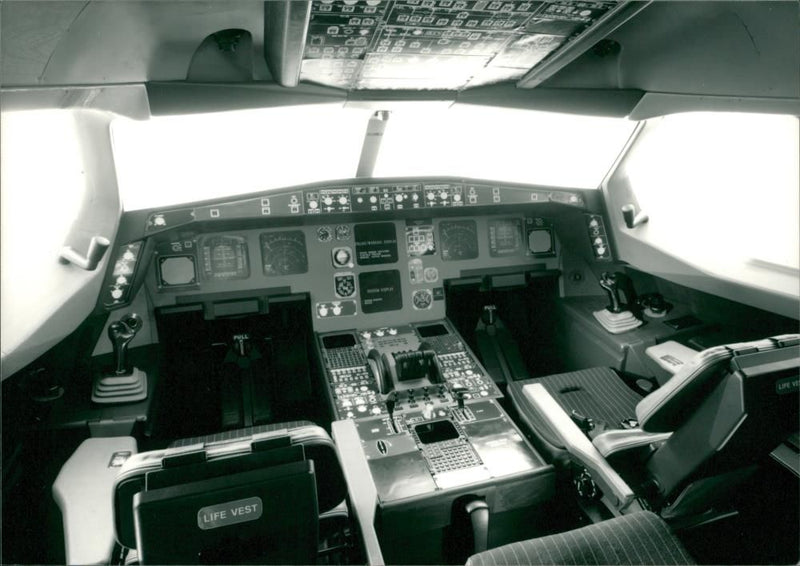 Airbus A340 cockpit - Vintage Photograph