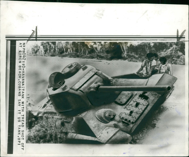 Tank with Tread Shot Off. - Vintage Photograph