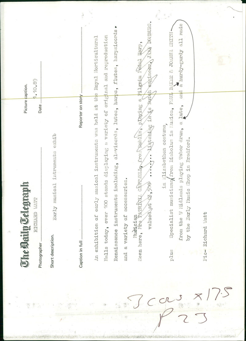 Musical Instruments: Paul Baker and Joana Smith - Vintage Photograph