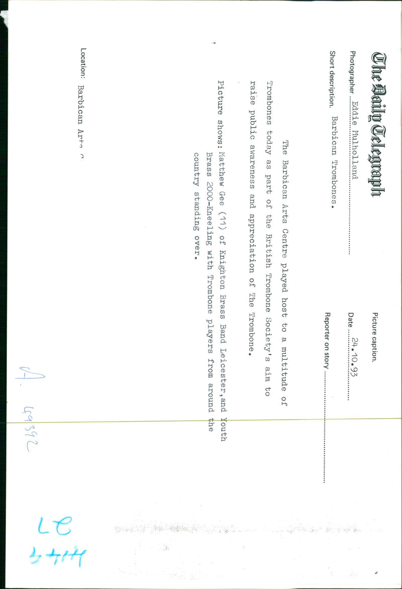 Musical Instruments: Matthew Gee - Vintage Photograph