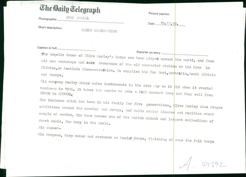 Musical Instruments: Tim Hampson - Vintage Photograph