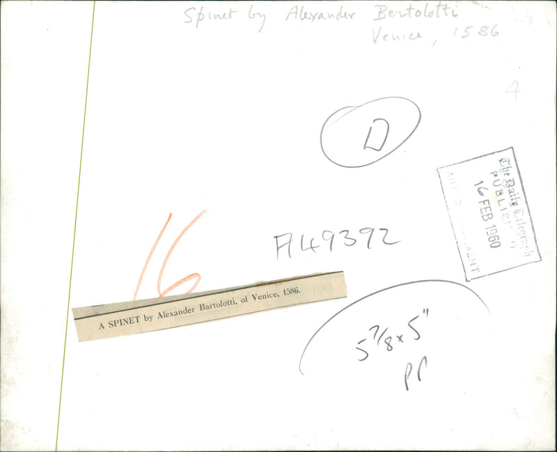 Musical Instruments: Spinet - Vintage Photograph