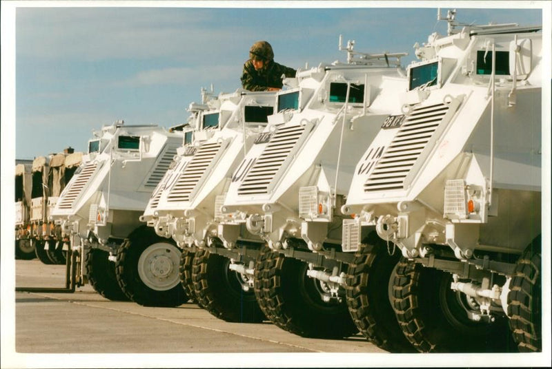 Armoured vehicle saxon patrol vehicle. - Vintage Photograph
