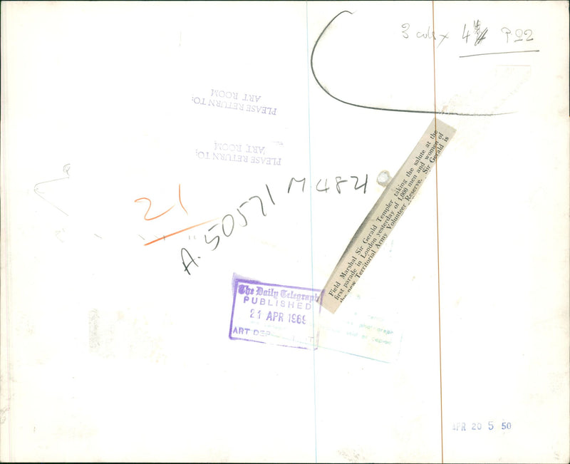 Sir Gerald Templer taking the salute at the first parade. - Vintage Photograph