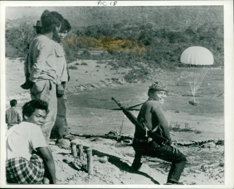Laos War: Laotian Soldiers. - Vintage Photograph