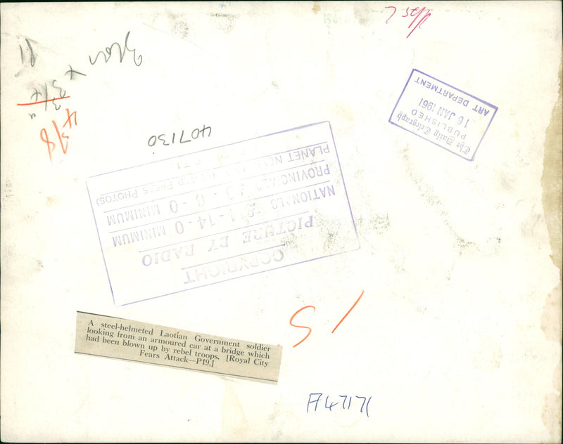 Laos War: Laotian Government Soldier. - Vintage Photograph