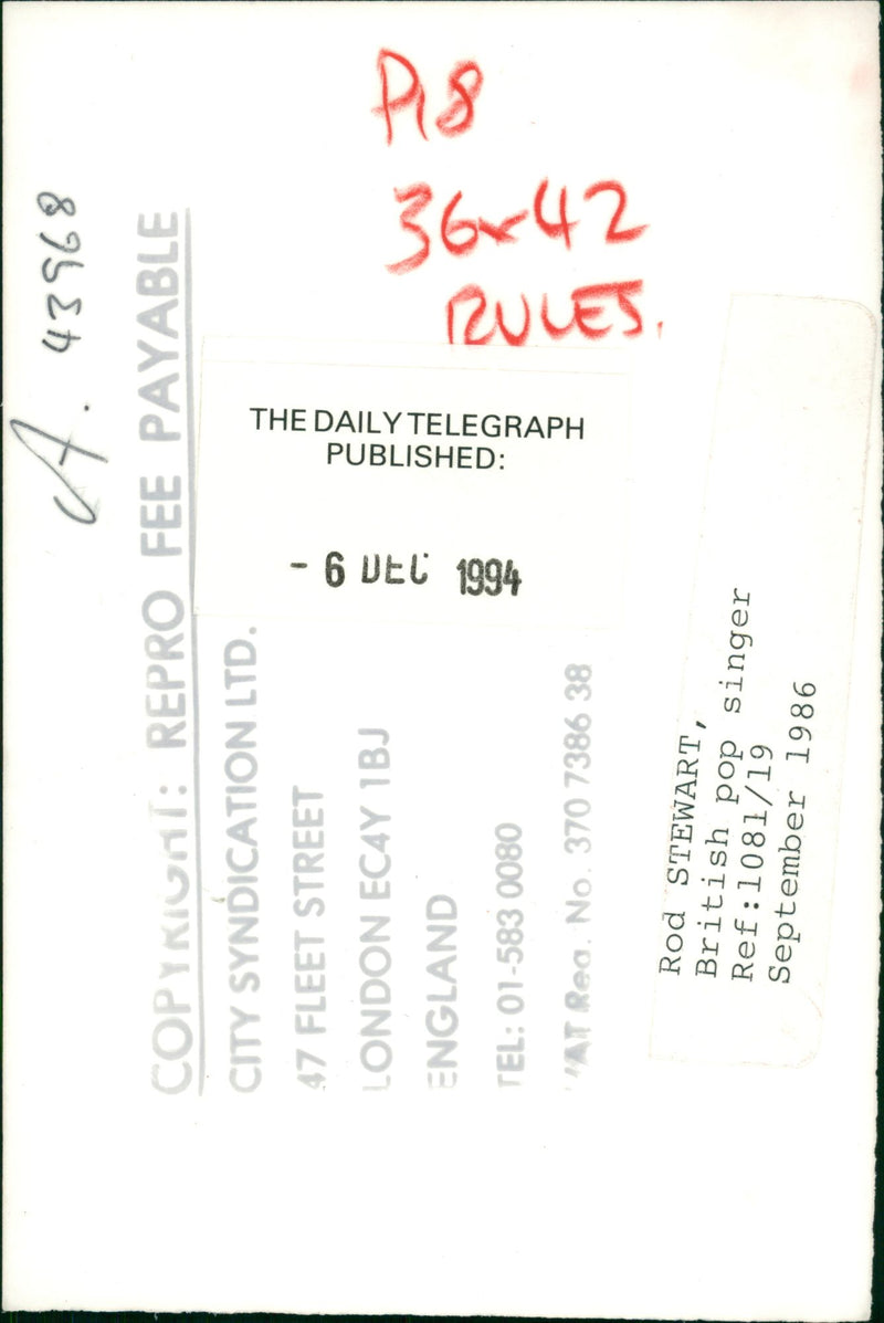 Rod Stewart - Vintage Photograph