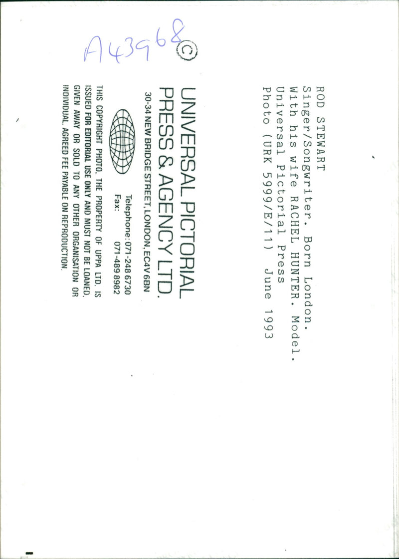 Rod Stewart with his Wife - Vintage Photograph