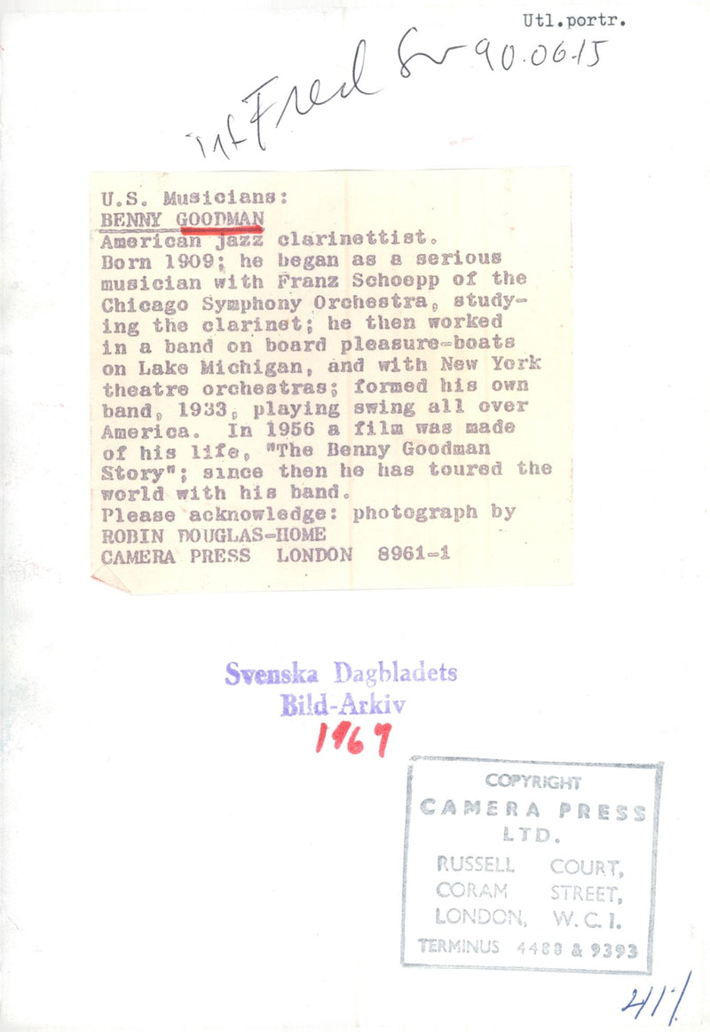 Benny Goodman, musician USA - Vintage Photograph