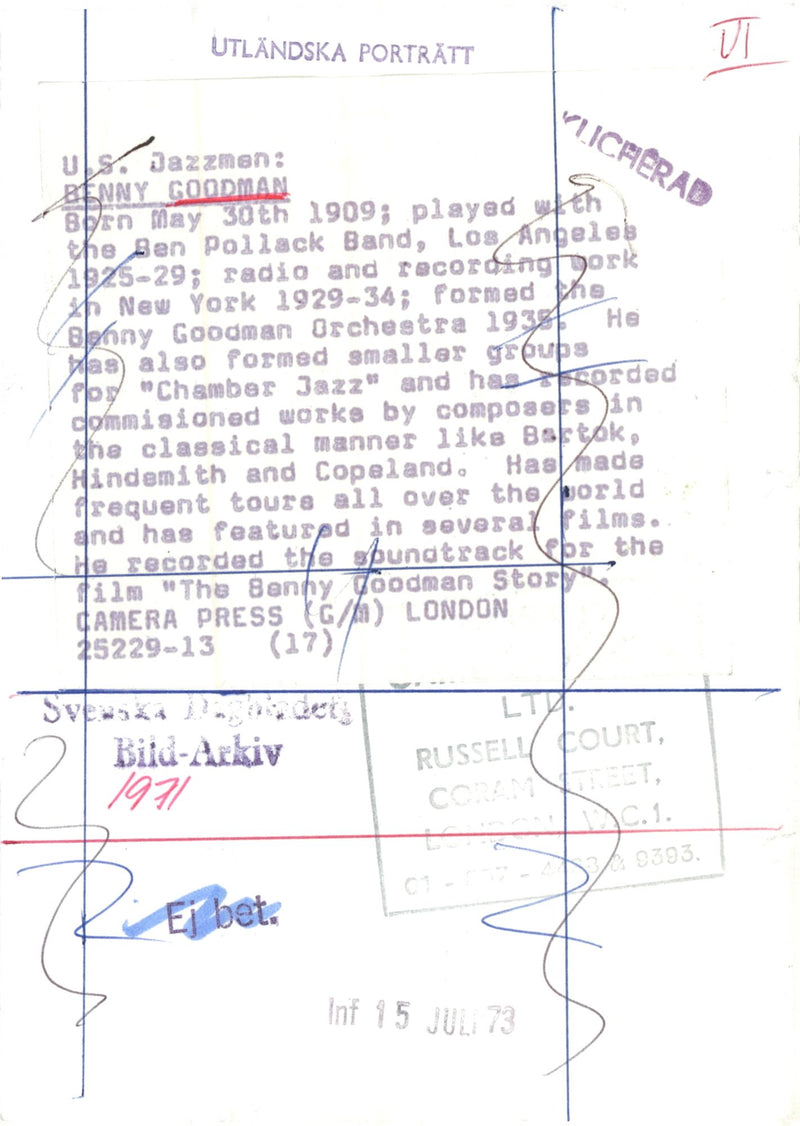 Benny Goodman, musician USA - Vintage Photograph