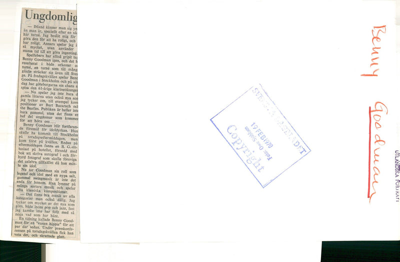 Benny Goodman, musician USA - Vintage Photograph