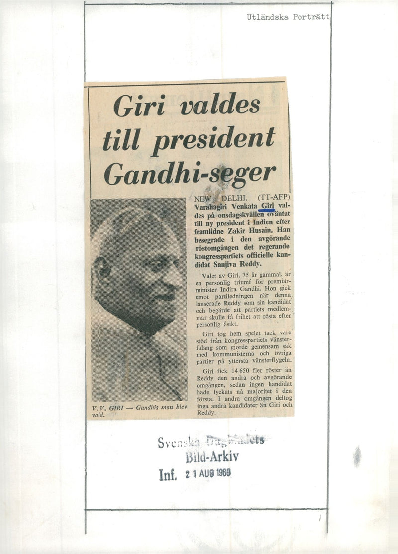 Indian politician Varahagiri Venkata Giri - Vintage Photograph