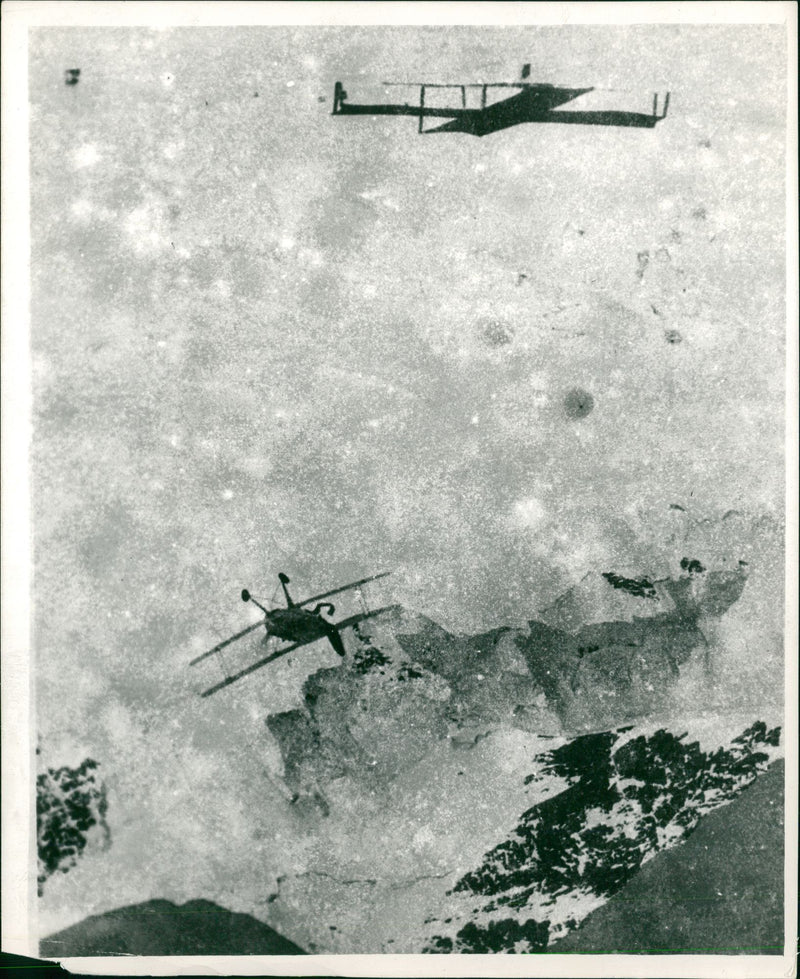 Jet flying over the Eiger - Vintage Photograph