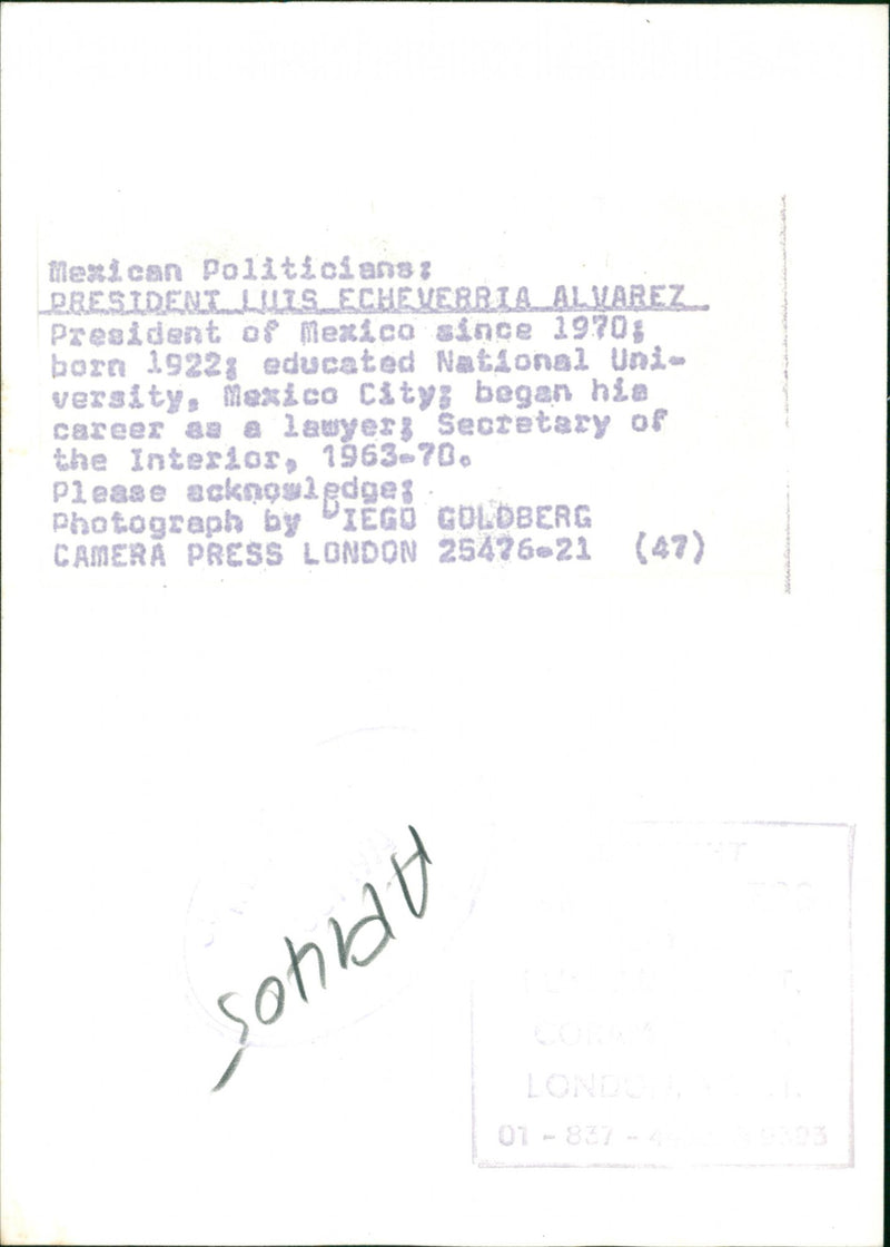 Luis Echeverría Álvarez,President of Mexico 1970 to 1976 - Vintage Photograph