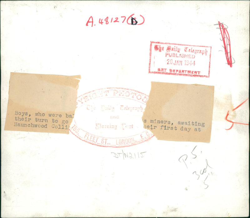 Miners awaiting their turn to go home. - Vintage Photograph