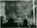 Scene during the national anthem at the pageant held in 25th anniversary. - Vintage Photograph