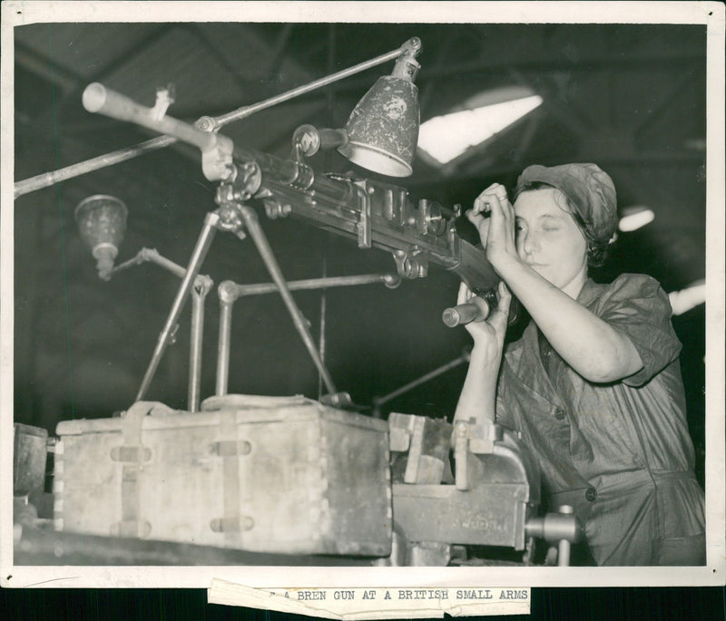 A Bren Gun at a British Small Arms. - Vintage Photograph