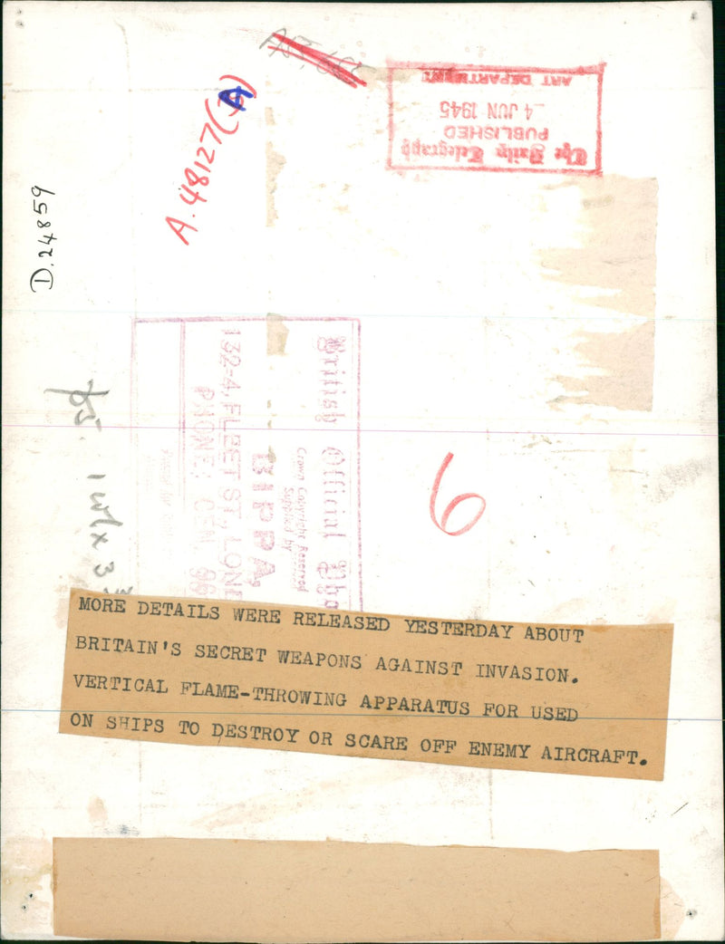 Britains secret weapons against invasion. - Vintage Photograph