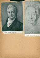 Cartoon paintings by Johann Wolfgang von Goethe, German poet - Vintage Photograph