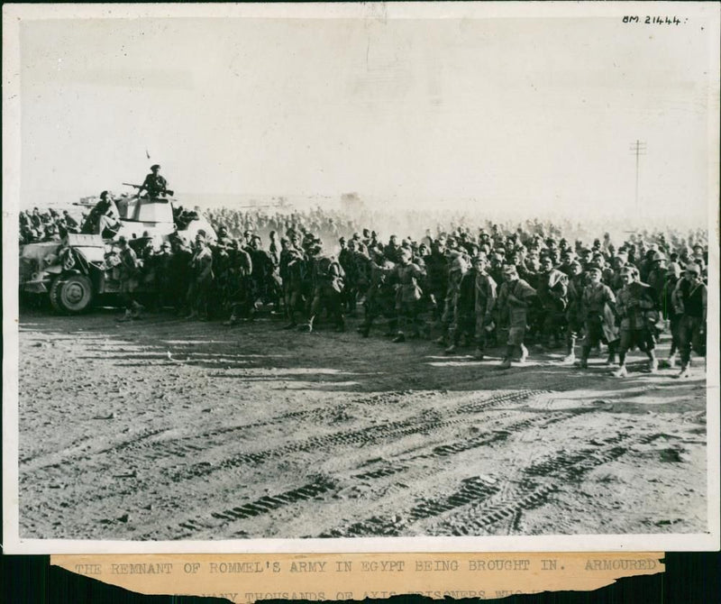 The remnant of rommels army in egypt being brought in armoured. - Vintage Photograph