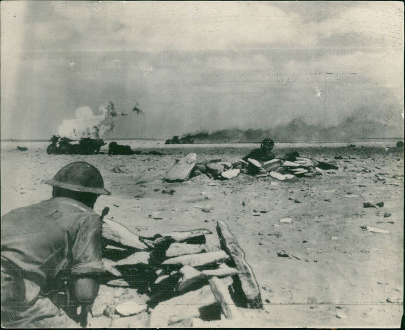Armoured cars of patrol in egypt. - Vintage Photograph