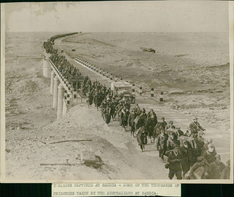 Prisoners taken by the Australians at Bardia. - Vintage Photograph