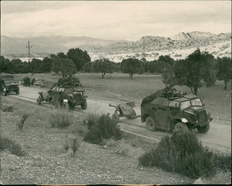 Anti-Tank Guns Moving Up to the Frontline. - Vintage Photograph