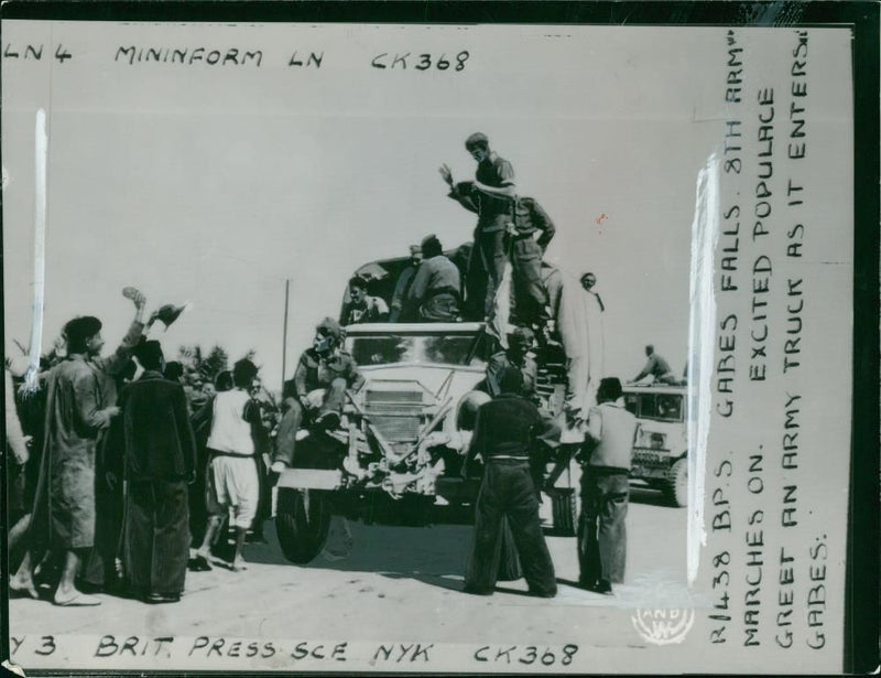 The first radio photograph of the eighth army in gabes - Vintage Photograph