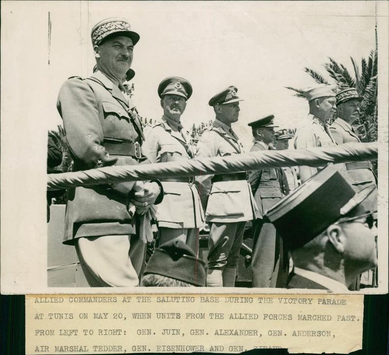 Gen. Juin with Gen. Alexander and Gen. Anderson. - Vintage Photograph