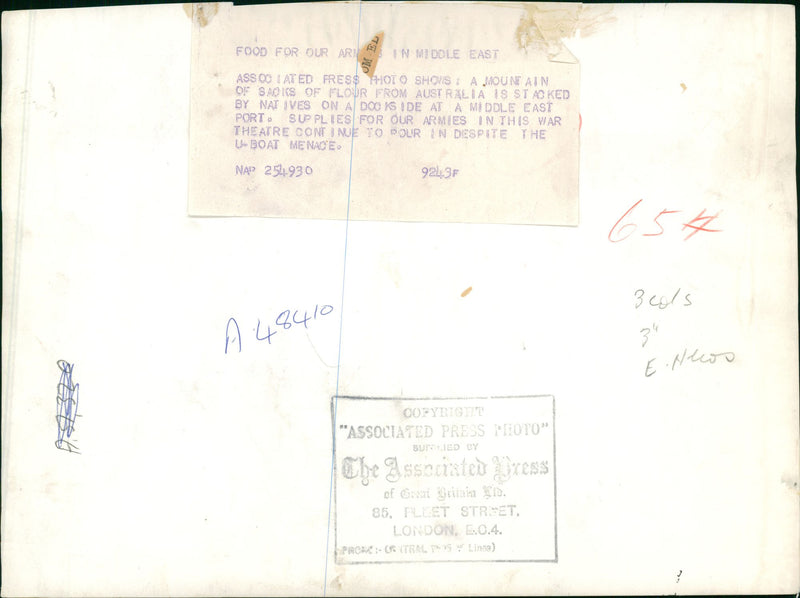 A mountain of sacks of flour from australia is stacked. - Vintage Photograph