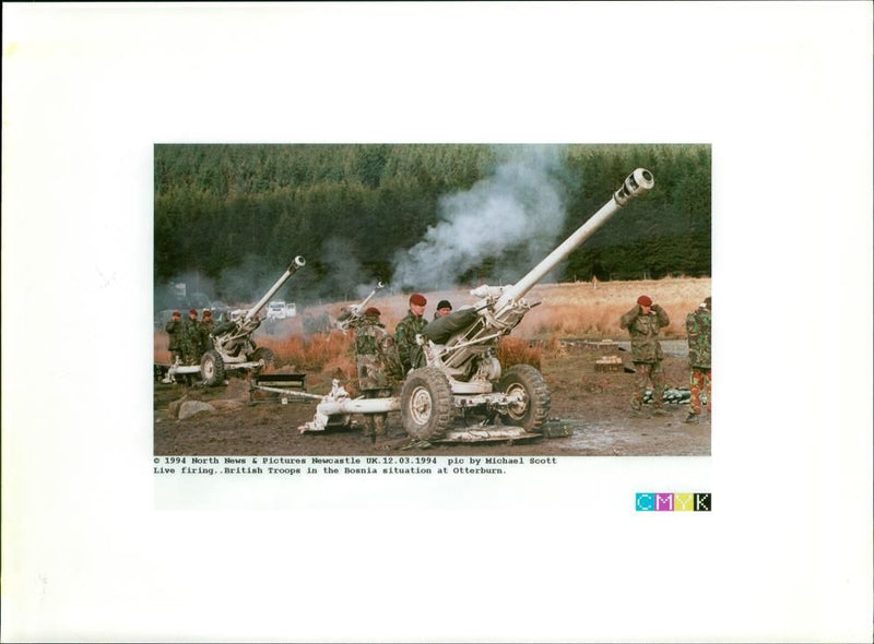 Live firing. .British Troops in the Bosnia situation at Otterburn. - Vintage Photograph