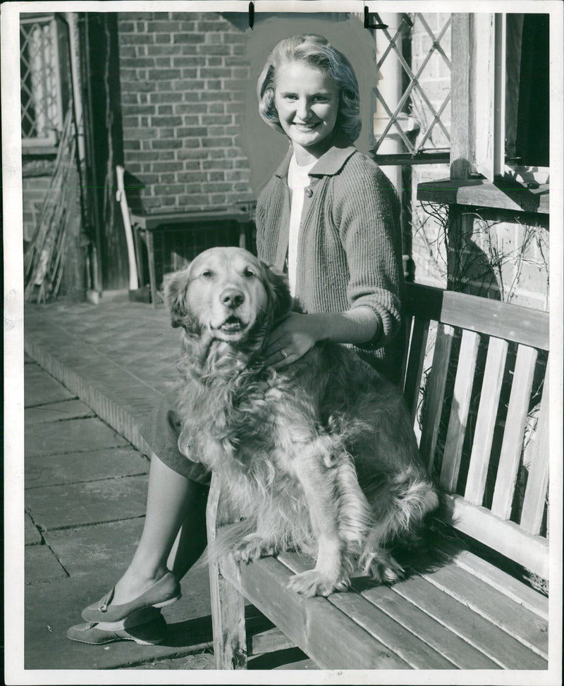 Glenna Critchley and Prince the dog. - Vintage Photograph