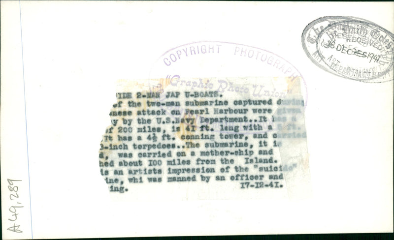 Midget Submarine - Vintage Photograph