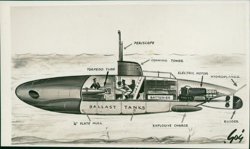 Midget Submarine - Vintage Photograph