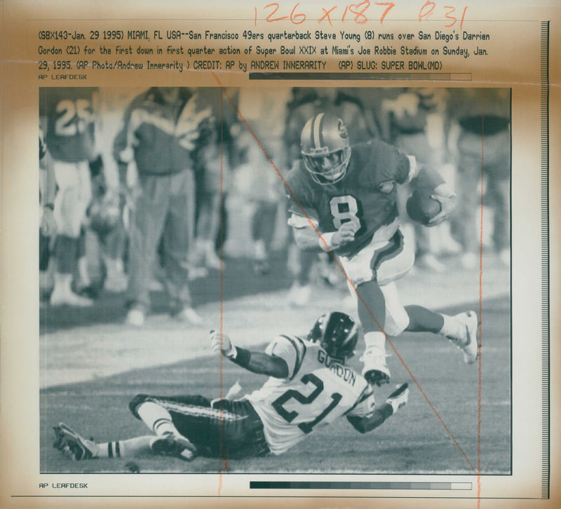 Steve Young American football quarterback. - Vintage Photograph