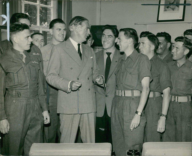 Sir Anthony Eden and Sergeants of the 3rd Infantry Division. - Vintage Photograph