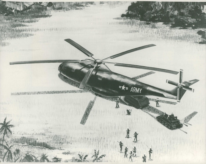 Giant army helicopter. - Vintage Photograph